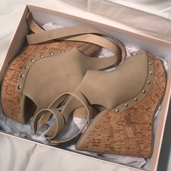 JustFab nude wedge, size 8.5, **NEVER WORN!!** - Picture 1 of 6